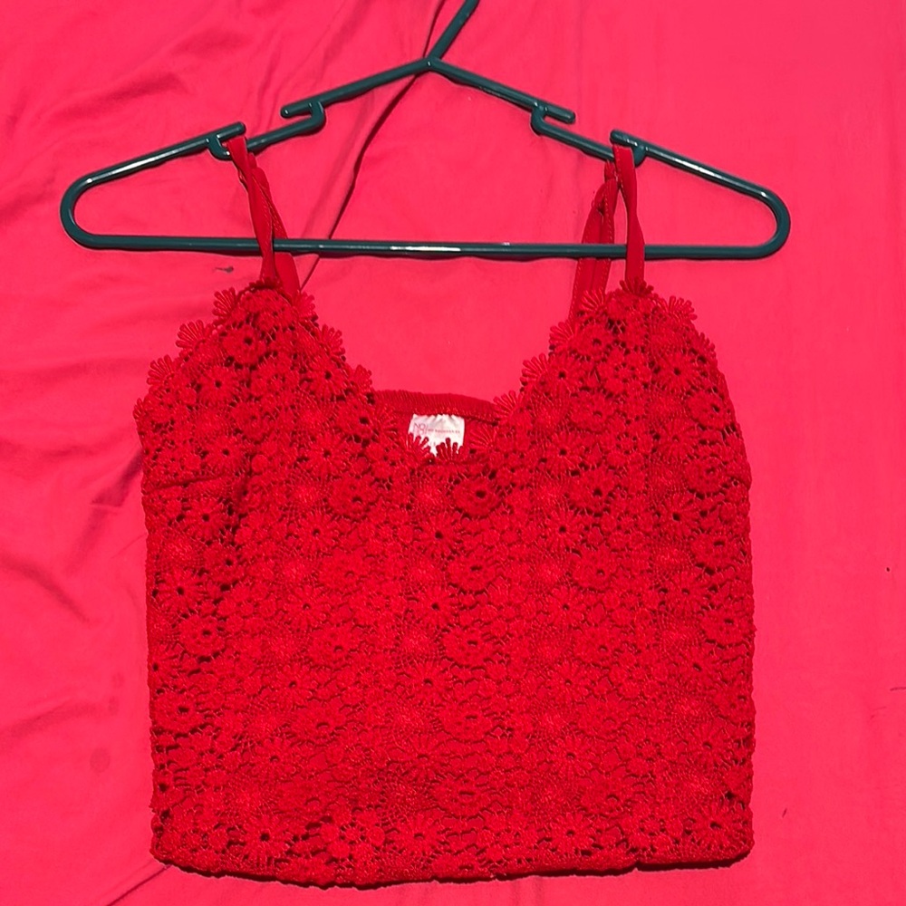 NOBO Vibrant Red Lace Crop Top